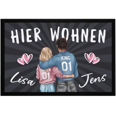 Doormat Personalised Couple Living Here With Name And Heart Gift Couples