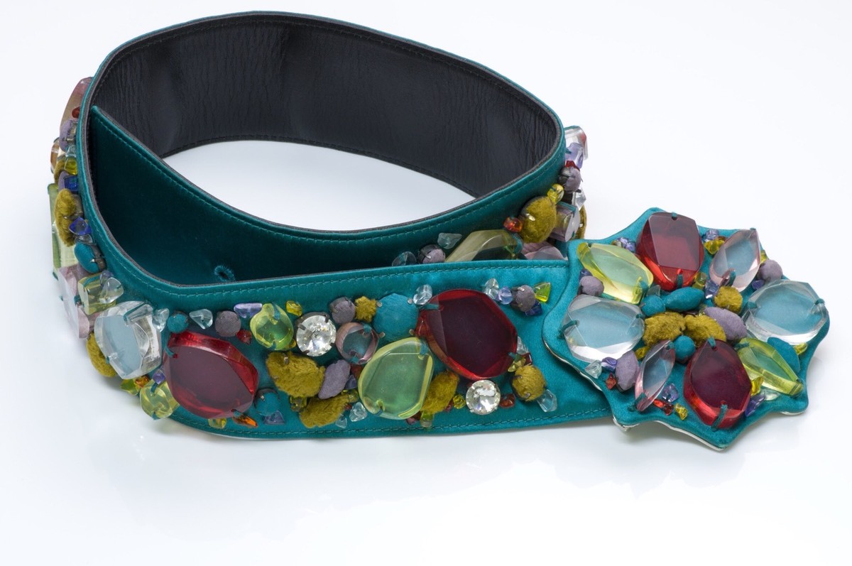 Yves Saint Laurent YSL Rive Gauche Wide Satin Beaded Belt | eBay