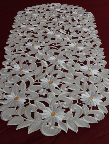 Doily Table runner Tablecloth Cream White Daisy Flower Openwork Embroidery NEW - Picture 10 of 14