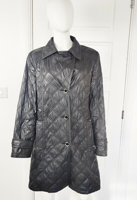 Baronia High Seta De luxe Ladies Black  Quilted Coat Jacket Size 12 Waterproof