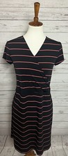 Banana Republic Womens Size XS Black Striped Short Sleeve Casual V Neck Dress