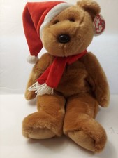 TY BEANIE BUDDY 1997 Holiday Santa Hat Scarf 14" Teddy Bear