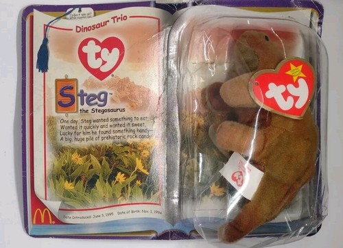 Hirsch der Stegosaurus Ty Plüsch Beanie Baby 1994 McDonalds mit Etui detaillierte Geschichte  - Bild 1 von 5