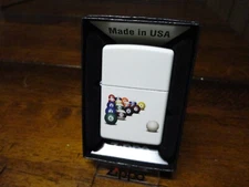 BILLIARD BALLS POOL WHITE MATTE BILLIARDS ZIPPO LIGHTER MINT IN BOX
