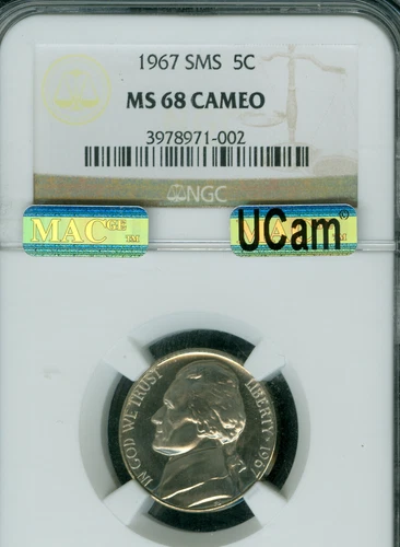 1967 JEFFERSON NICKEL NGC MS68 PQ SMS CAMEO MAC UCAM FINEST & MAC SPOTLESS *