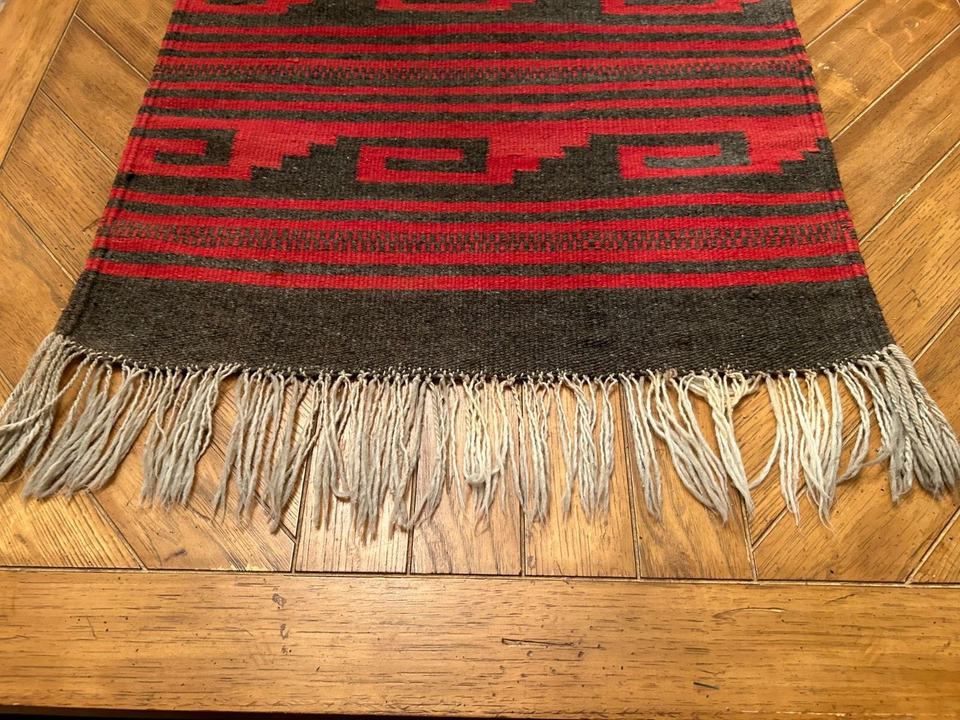 Lovely Red & Green Rug/Wall HangingHand Woven by Oaxaca Mexico Zapotec