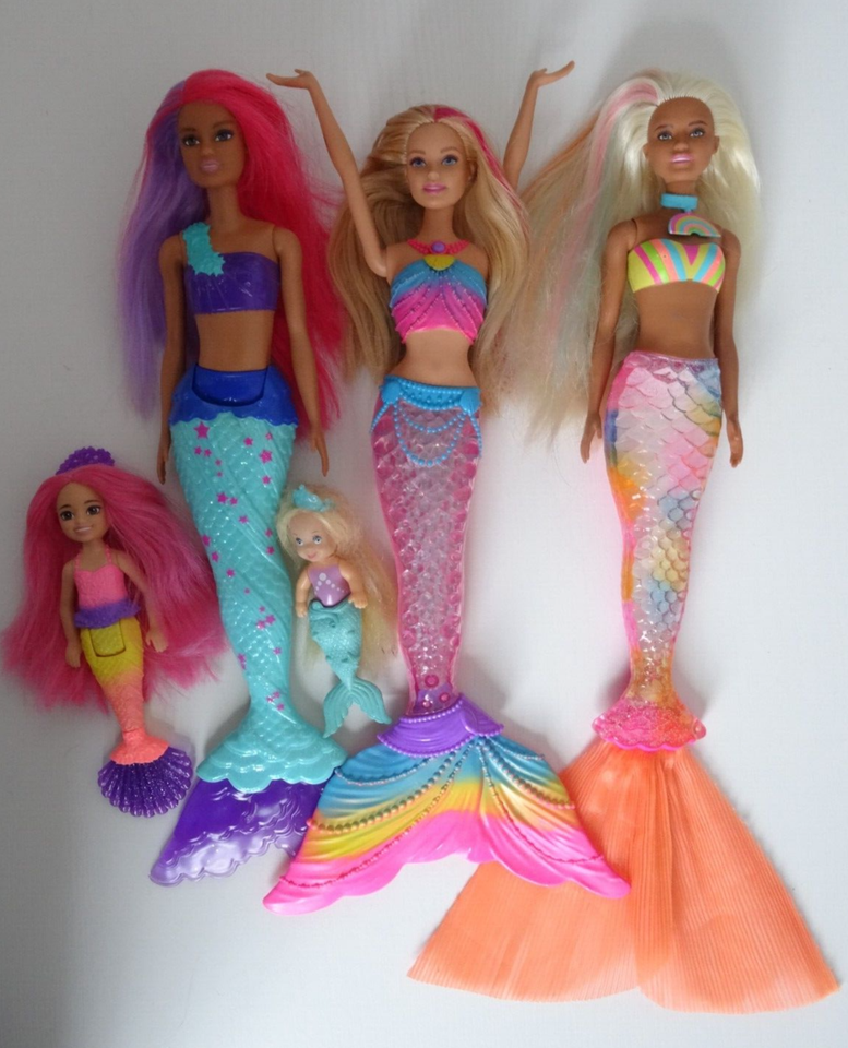 LIGHT UP MERMAID BARBIE BUNDLE + CHELSEA & BABY DOLL X5 eBay