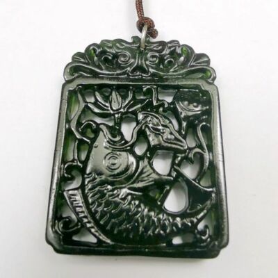 Black Green Jade Amulet Pendant 181