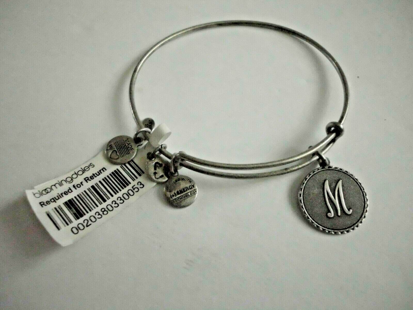 Alex and Ani Silver Initial M Charm Bangle Bracelet