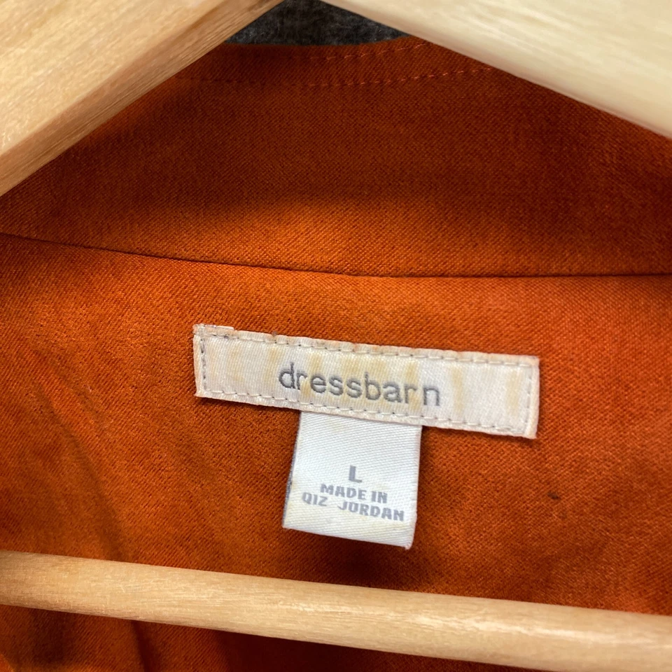 Chaqueta Dressbarn Mujer L Grande Naranja Cremallera Completa Cuello en V Manga Larga Informal Sólida Foto 3 de 4