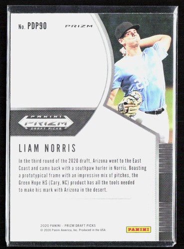 2020 Panini Prizm Draft Picks #PDP90 Liam Norris - Picture 2 of 2