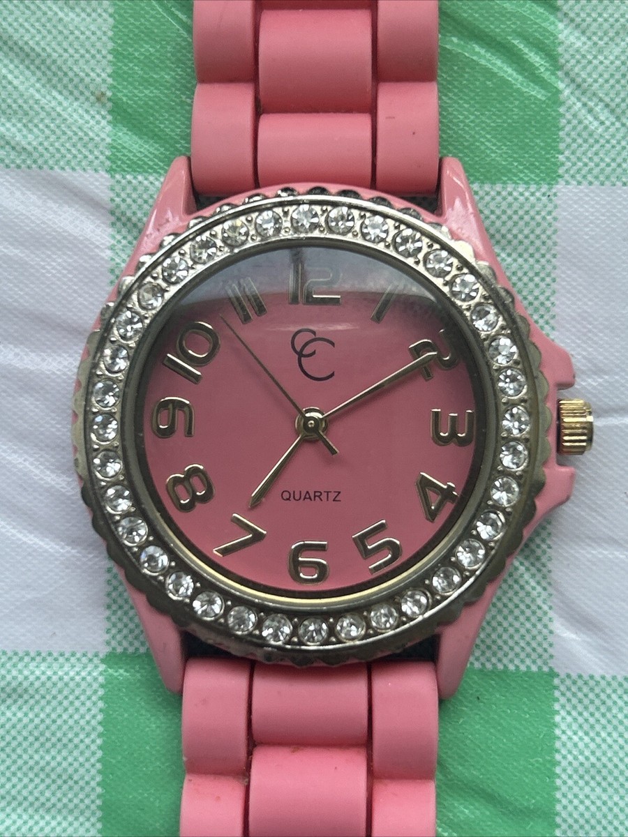 CC Pink Rhinestone Bezel Women display picture 1