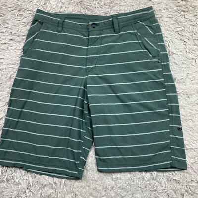 LULULEMON Shorts Men's 32 Kahuna Golf Casual Green Striped *flaw