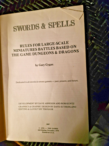 Swords & Spells Gygax TSR D&D Dungeons and Dragons 6th printing 1979 - Picture 3 of 4