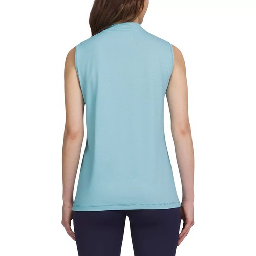 Lands End Ladies' Active Quarter Zip Sleeveless Polo Blue SMALL - Picture 2 of 2