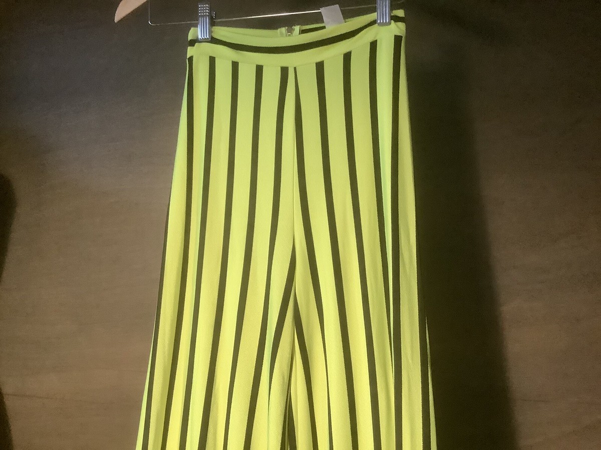 J Uptown USA Womens Size S M L Palazzo Wide Pants ZIP UP NEON