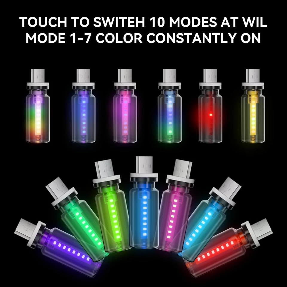 Mini bombilla de vidrio RGB con control táctil luces LED ambientales nocturnas USB para automóvil 4 piezas Foto 2 de 4