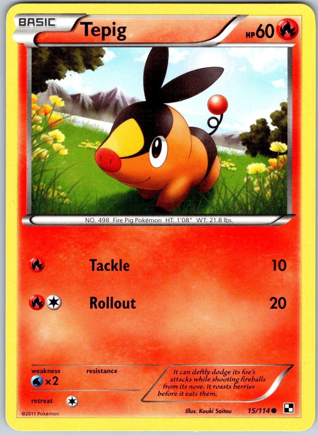 Tepig 15/114 Common Black & White Pokemon Near Mint