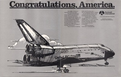 Rockwell International Original 1981 NASA Space Shuttle 2 Page Print Ad