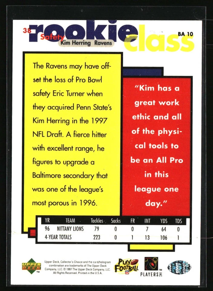 1997 Collector's Choice #38 Kim Herring - Image 2 of 2