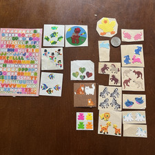 Sandylion vintage 80s RARE Sticker lot- fuzzy, prismatic, glitter animal, heart