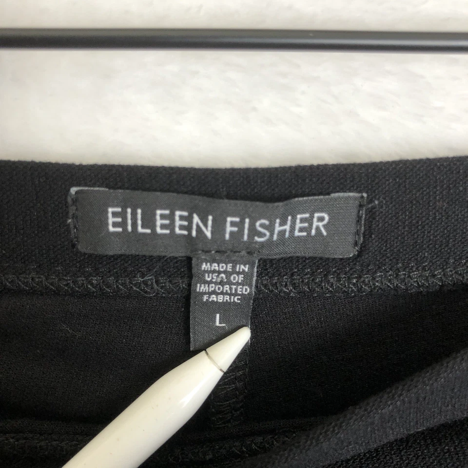 EILEEN FISHER阔腿裤长裤女式L黑色极简主义壁橱钉 — 第 3/4 张图片