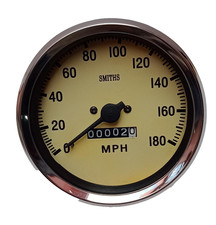 Smiths Replica Speedometer 180 MPH Clockwise 85mm M18x1.5 thread magnolia