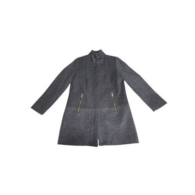 Nautica Womens Gray Herringbone Funnel Neck Zip Up Coat Size L