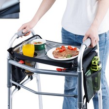 BAGSFY Walker Tray w/Side Pocket for Folding Walkers With side storage, Black