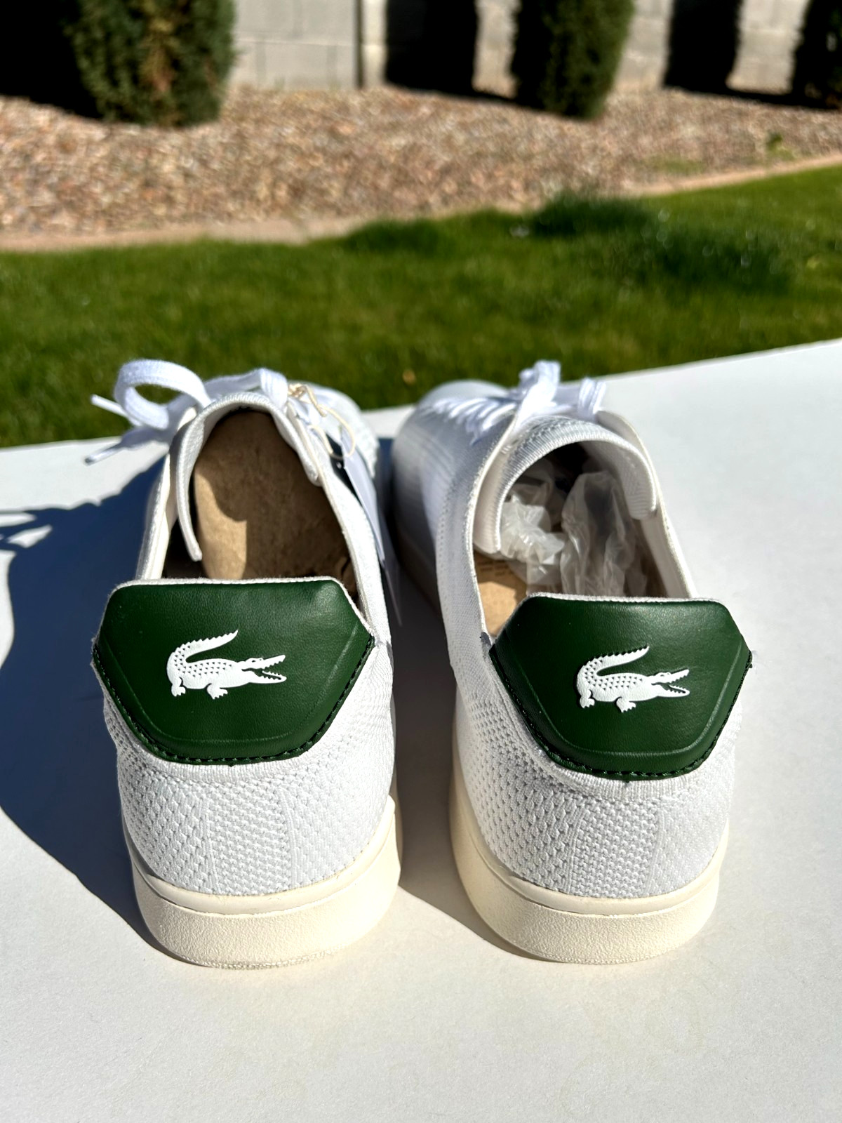 Lacoste Carnaby Piquée Sneakers Trainers Men's 12 White & Green w/ Logo $120 NEW thumbnail 7