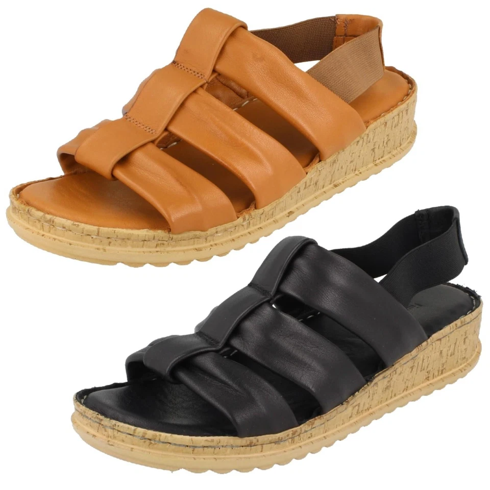Sandales Décontractées Gladiator En Cuir Hush Puppies Eden - Noires Et Beige/Tan - Photo 1/1