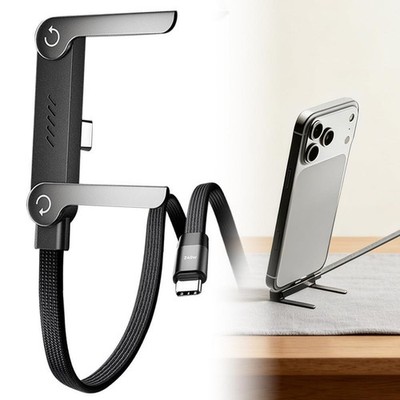 240W Fast Charge Cable w/ Built-in Phone Stand, 2026 Foldable Durable Cord