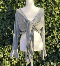Womens Grey Fleck Brushed Fabric Cropped Tie Front Shrug From Dorothy Perkins 18