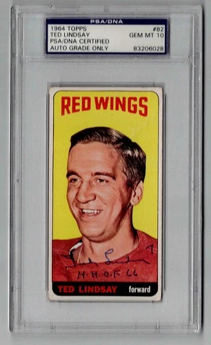 1964 Topps #82 Ted Lindsay Detroit Red Wings PSA Authentic Autographed Signed