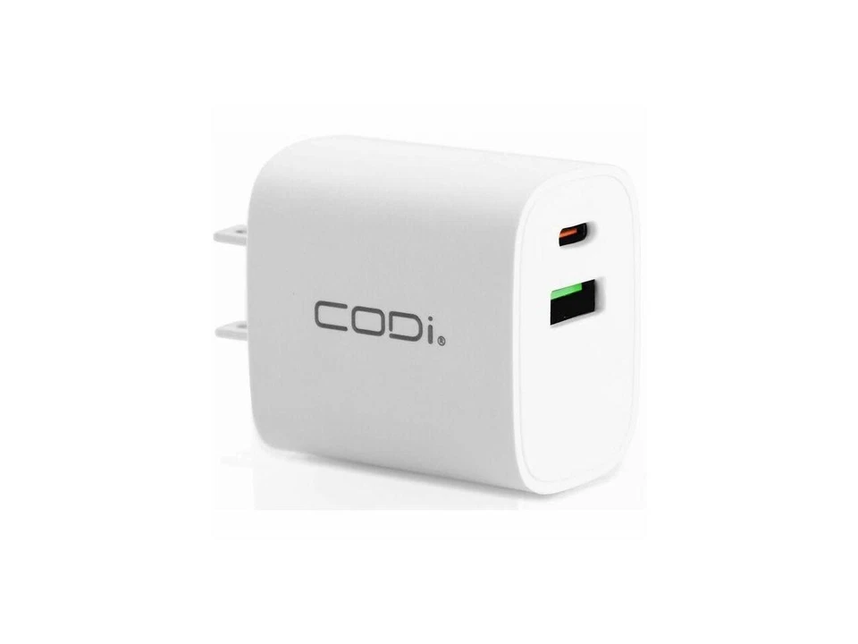 Cargador de Pared Doble Puerto Codi A01102 Blanco 20W, Salidas USB-C y USB-A Foto 2 de 4