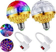 2Pcs Colorful Rotating Magic Ball Disco Light Bulb with 2 Pack, Gold