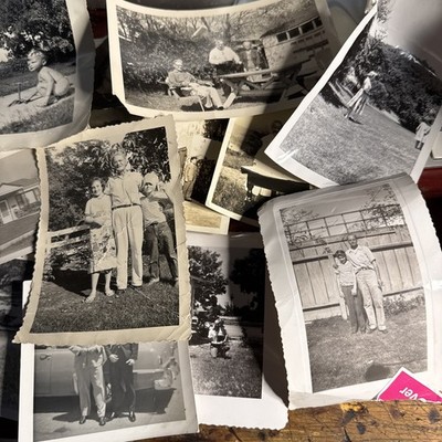 1900s-1960 B&W photo lot Random Rough Shape Collage Photo Log
