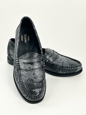 G.H. Bass Weejuns Whitney Embossed Leather Penny Loafers 8.5 Black Gray