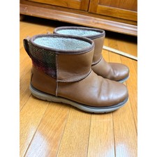LL Bean Ankle Boots Brown Leather Plaid Primaloft Insulated Womens 8M