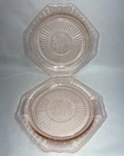 Square Plates Depression Glass Pink Open Rose 1930's Vintage