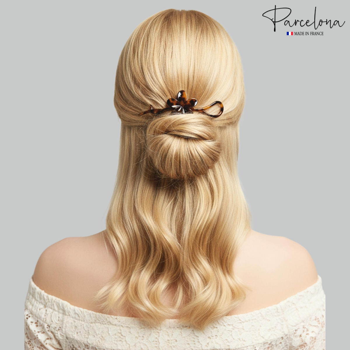 Parcelona French Large Twist N Clip Metal Free Flower Hair Clip