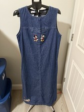 Vintage Disney Store Denim Maxi Dress Women  s L Mickey  Minnie Mouse Teacher