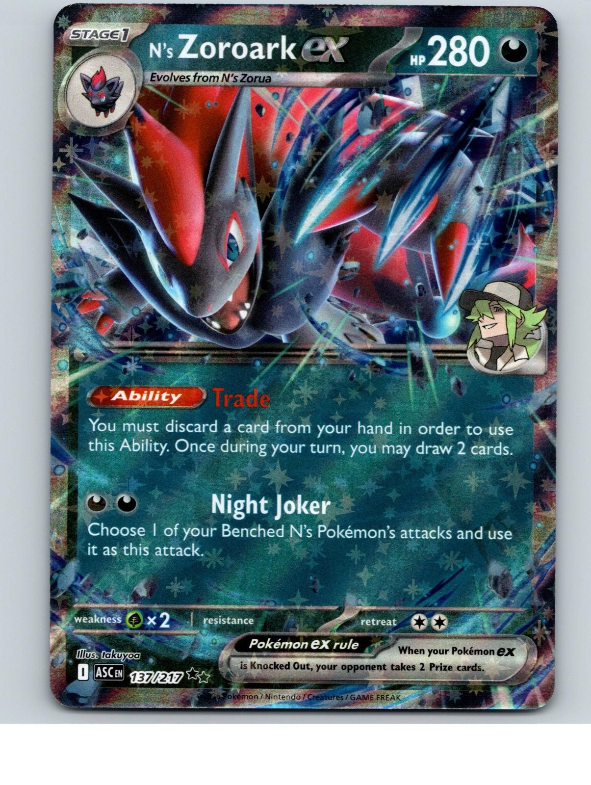 N's Zoroark ex 137/217 Double Rare Ascended Heroes Pokemon Holo Near Mint