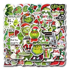 55pcs Christmas Grinches Popular Stickers for Kids, Children's Green-b