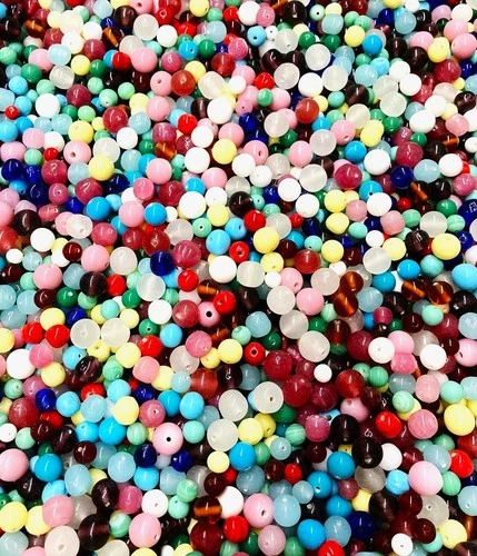 1 POUND VINTAGE JAPANESE CHERRY BRAND GLASS ASSORTED COLOR & SIZE BULK BEAD LOT