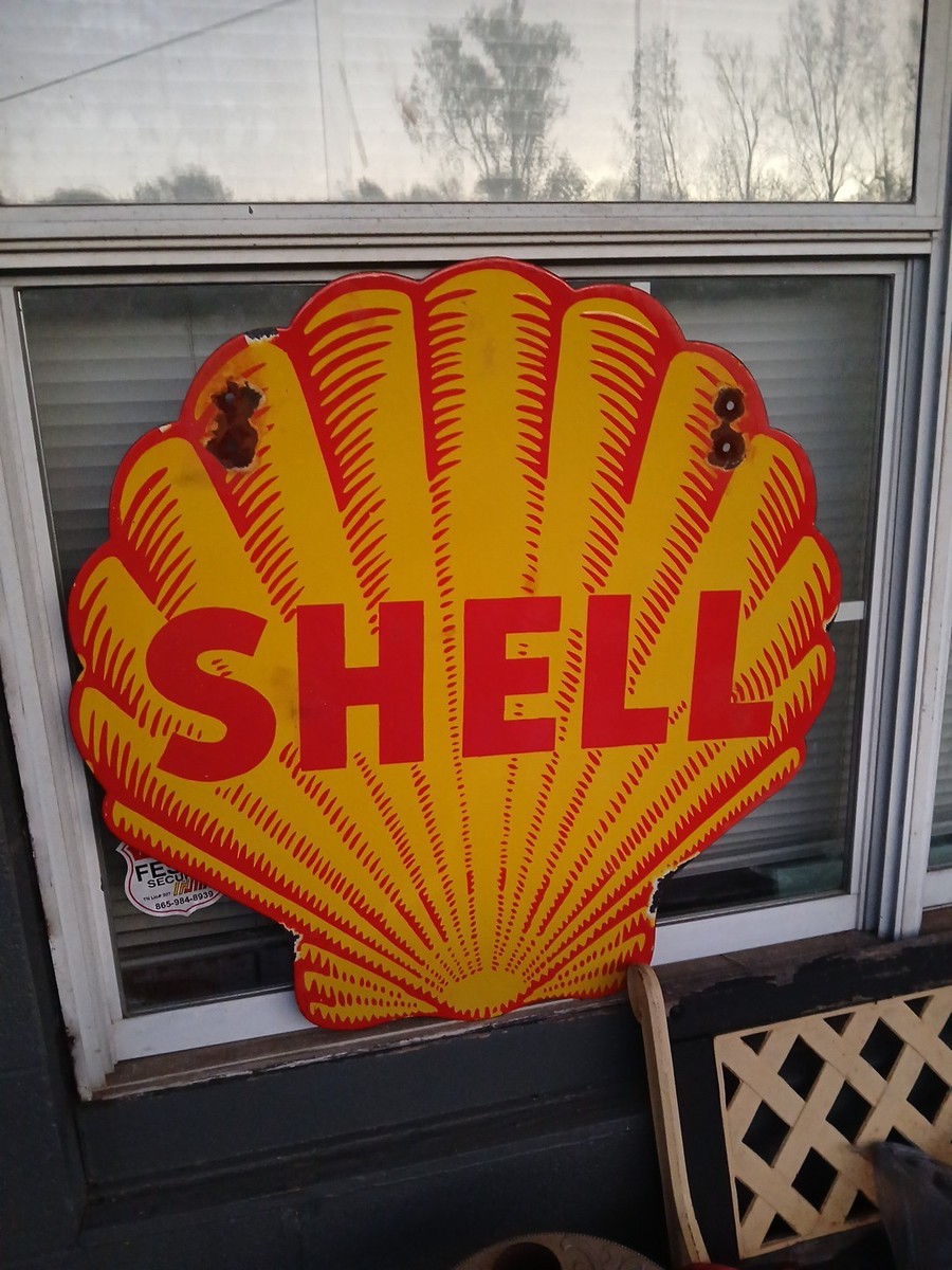 LARGE Vintage SHELL Die Cut Clam Logo 30