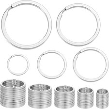 10pcs 304 Stainless Steel 20-35mm Strong Flat Split Round Key Rings Double Loops