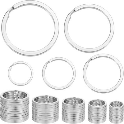10 Stck. 304 Edelstahl 20-35 mm Stark Flach Geteilt Rund Schlüsselringe Doppelschlaufen