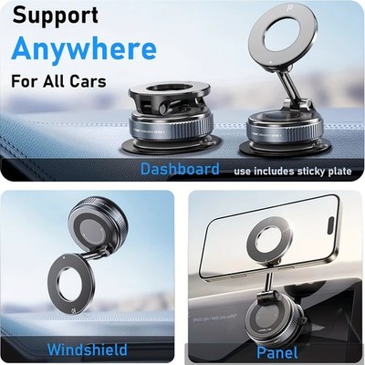 MagSafe car phone holder for iPhone 14, 15, 16, Android Auto suction cup mobile