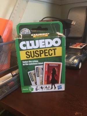HASBRO CLUEDO SUSPECT  CARD GAME BIRTHDAY CHRISTMAS  QUIZZES PARTIES